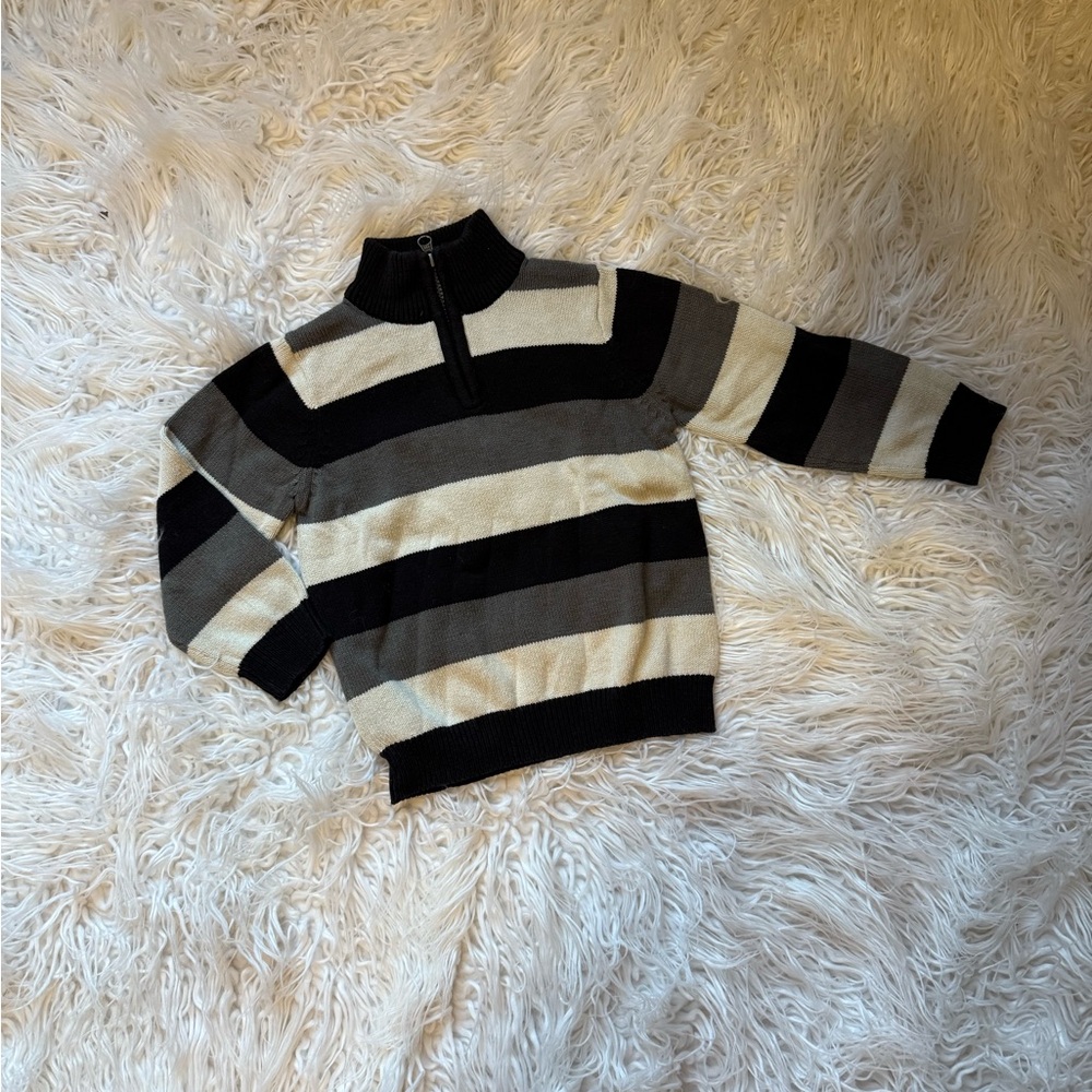 The Children's Place Black and Cream Striped Sweater
